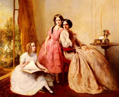 abraham solomon a portrait of two girls with their governess