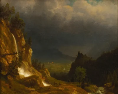albert bierstadt evening in the mountain