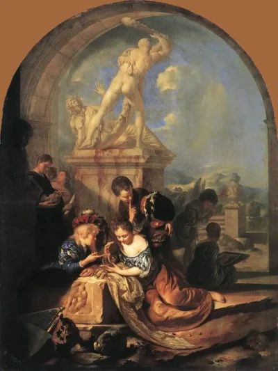 adriaen van der werff children playing before a hercules group