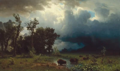 albert bierstadt buffalo trail, the impending storm