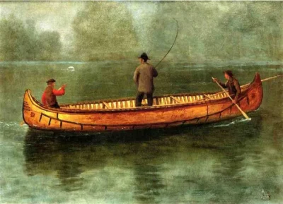 albert bierstadt fishing from a canoe 1859