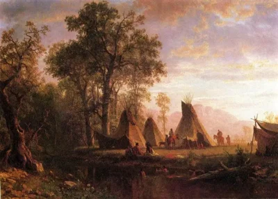 albert bierstadt indian encampment, late afternoon 1862