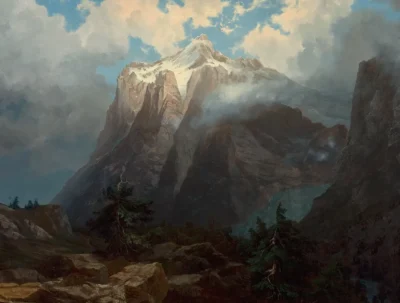 albert bierstadt mount brewer from king's river canyon, california