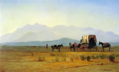 albert bierstadt surveyors wagon in the rockies