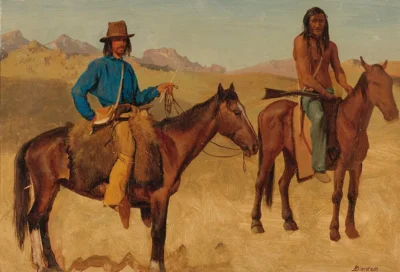 albert bierstadt trapper and indian guide on horseback