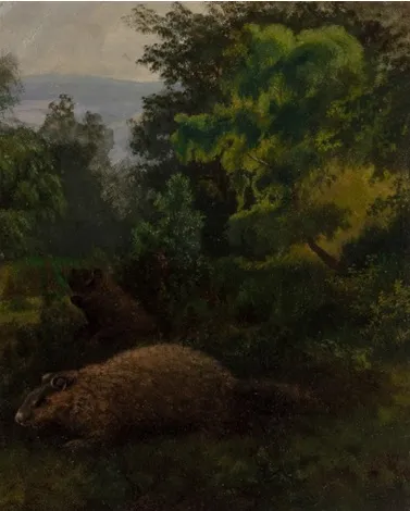 albert bierstadt two woodchucks in westphalian forest