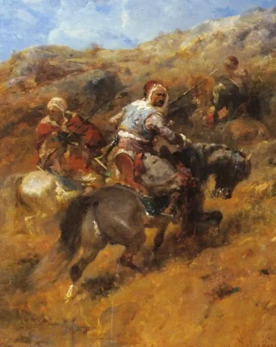 adolf schreyer arab warriors on a hillside