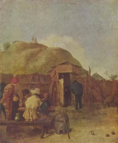 adriaen brouwer drinkers in the yard