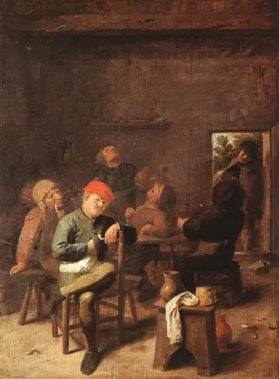 adriaen brouwer peasants smoking and drinking