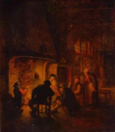 adriaen van ostade a talk at fireplace