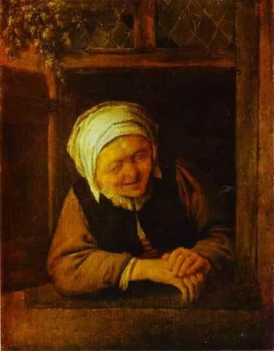 adriaen van ostade an old woman by window