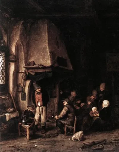 adriaen van ostade interior of a farmhouse with skaters