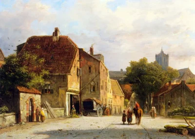 adrianus eversen figures in a dutch town