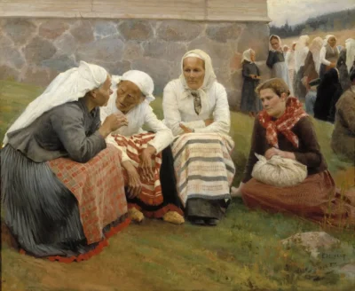 albert edelfelt women outside the church at ruokolahti