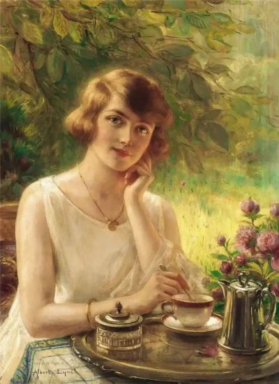 albert lynch a lady having tea