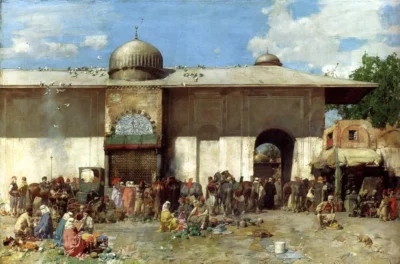 alberto pasini a market scene