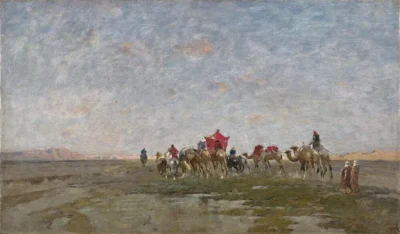 alberto pasini caravan in the desert 1