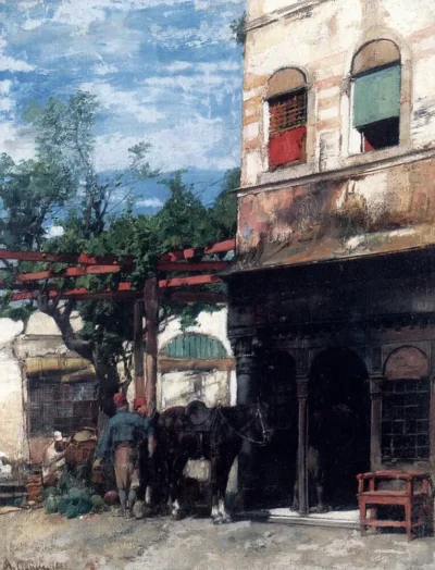 alberto pasini in the courtyard