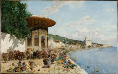 alberto pasini market day in constantinople