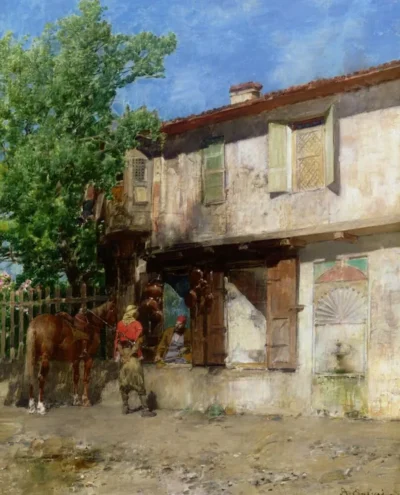 alberto pasini visiting the pottery vendor