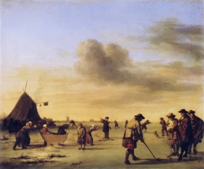 adriaen van de velde golfers on the ice near haarlem