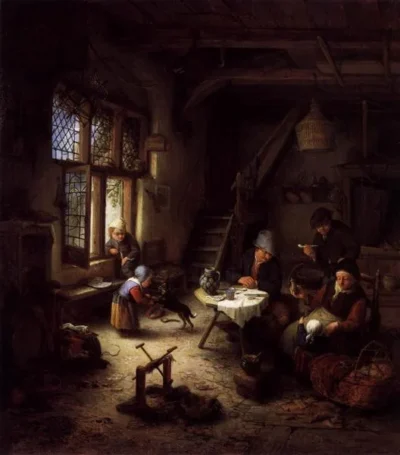adriaen van ostade peasant family in a cottage interior