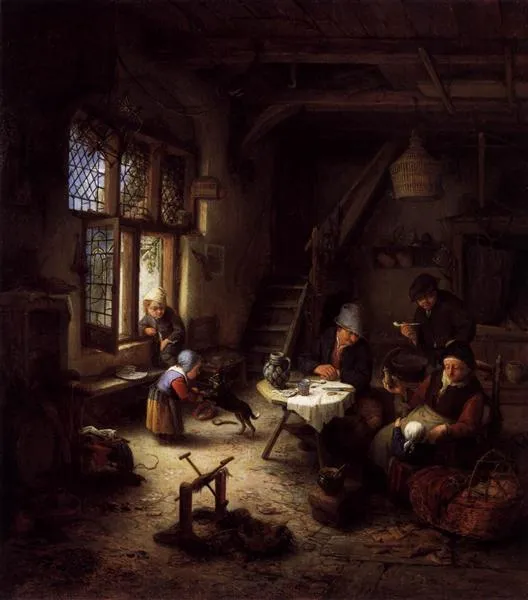 adriaen van ostade peasant family in a cottage interior